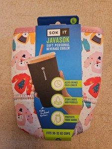 Sok It Javasok Soft Personal Beverage Cooler Fits Cups 30-32 oz New Christmas 