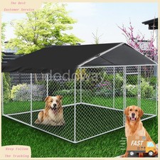 10x10 Ft Outdoor Metal Spire Roof Dog Kennel Pet Hen Run House Dog Cage House