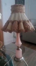 VINTAGE FENCH BOUDOIR LAMP glass base all original  17 ins high c1950 