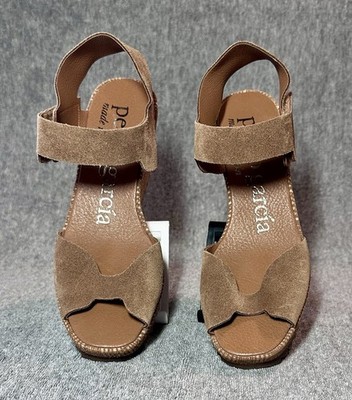 NWOB Pedro Garcia Fama Suede Platform Wedge Sandal Taupe/Sand Size EU37 MSRP$550