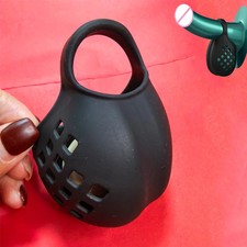 Male-Scrotum-Testicle-Squeeze-Rings-Cage-Penis-Stretcher CBT-Enhancer-Delay-Ball