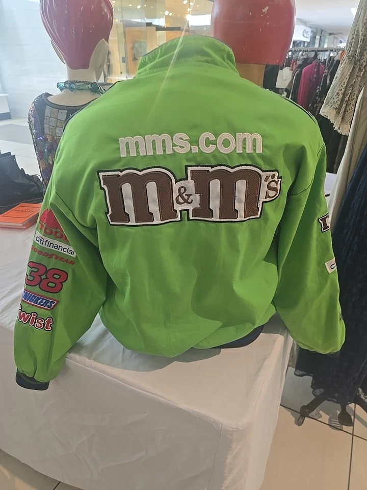 Kyle Busch Nueva Chaqueta Verde M&Ms a Presión Completa Talla GRANDE Foto 3 de 4