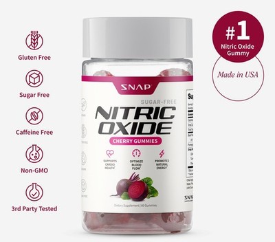 SNAP Nitric Oxide Gummies Organic Beetroot Superfood, Energy Endurance Strength