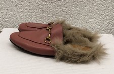 Gucci White Leather Princetown Fur Horsebit Mules Size EU 36 US 6 C311