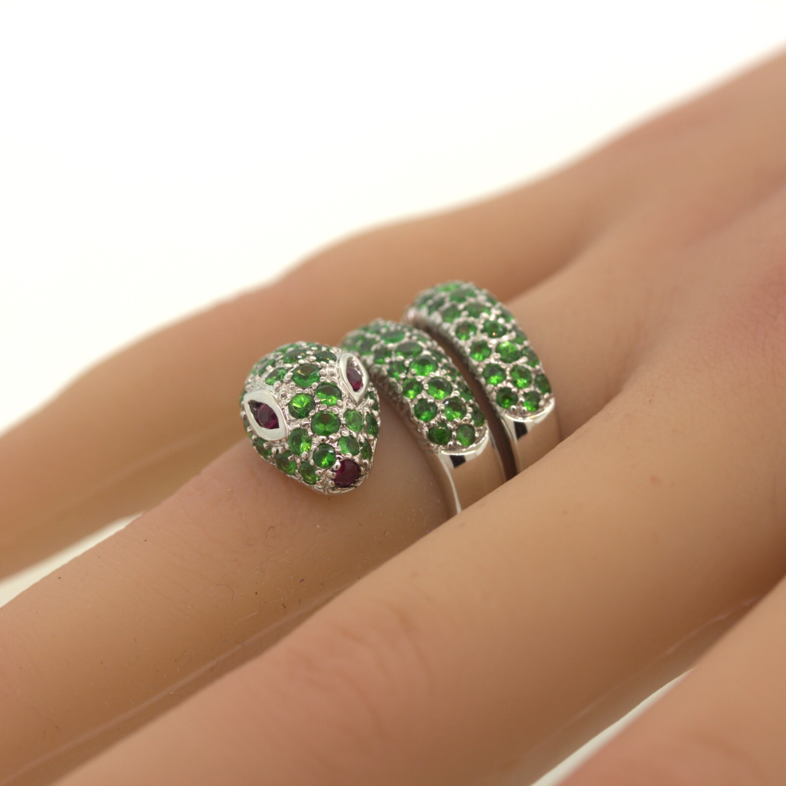 Tsavorite Ruby Snake Gold Wrap Ring - image 8