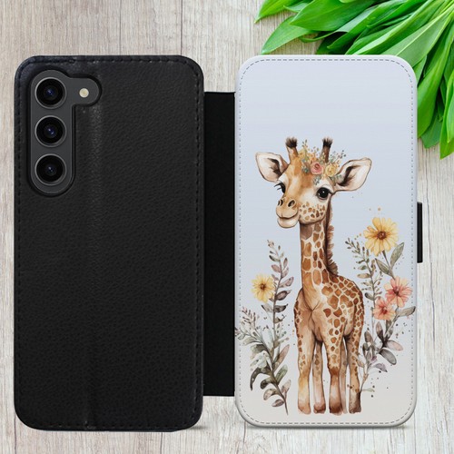 GIRAFFE CASE FOR IPHONE SAMSUNG GOOGLE WATERCOLOUR GIFT FLIP WALLET PHONE COVER - Picture 15 of 36