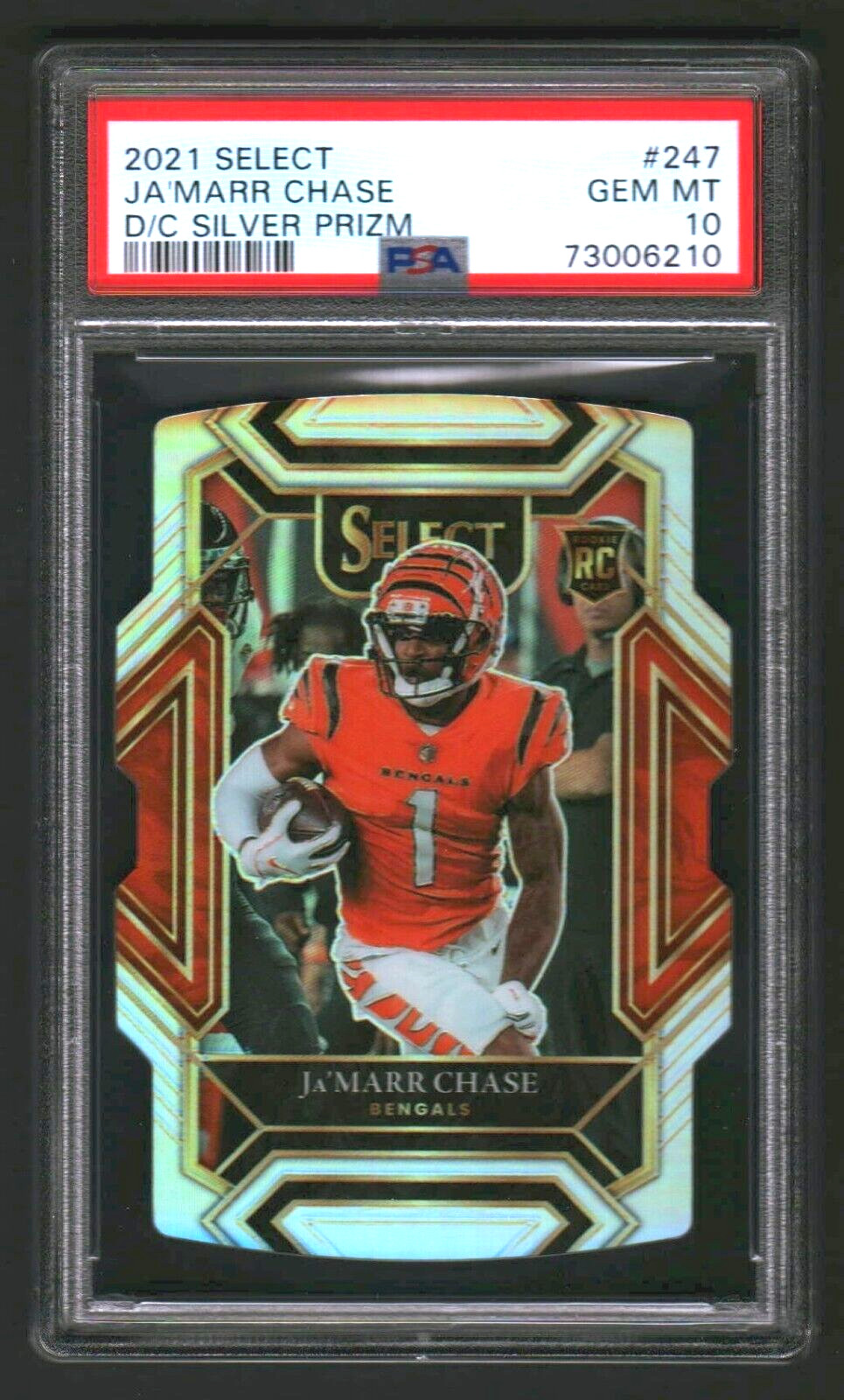 JA'MARR CHASE 2021 SELECT D/C SILVER PRIZM RC #247 PSA 10 GEM MINT! BENGALS LSU!