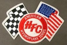 1980's HFC AMERICAN HYDROPLANE SERIES w/ FLAGS boat racing sew-on shirt patch b1