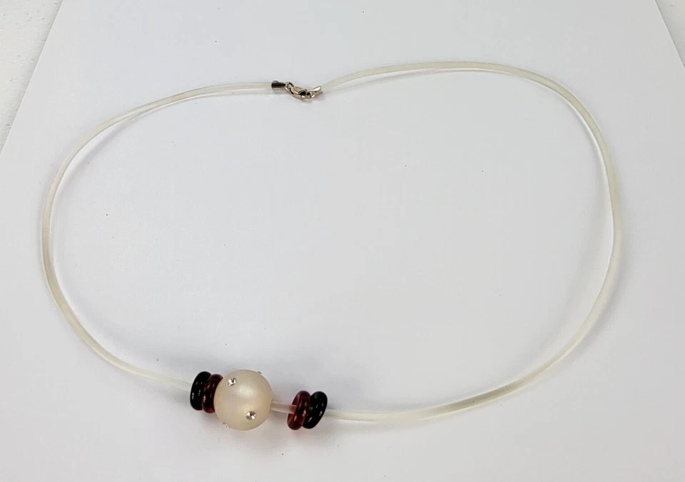 Многоцветный подвеска прозрачный силиконовый шнур ожерелье 18» серебро омар застежка - Изображение 4 из 4