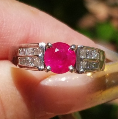 Beautiful Bright Round Ruby Princess Diamond 14k ring
