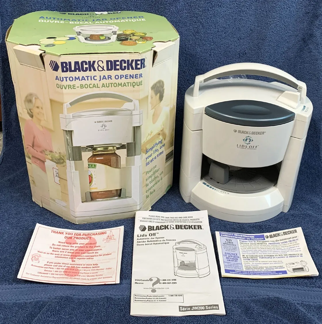 Black & Decker Lids Off Automatic Electric Jar Opener JW200 White