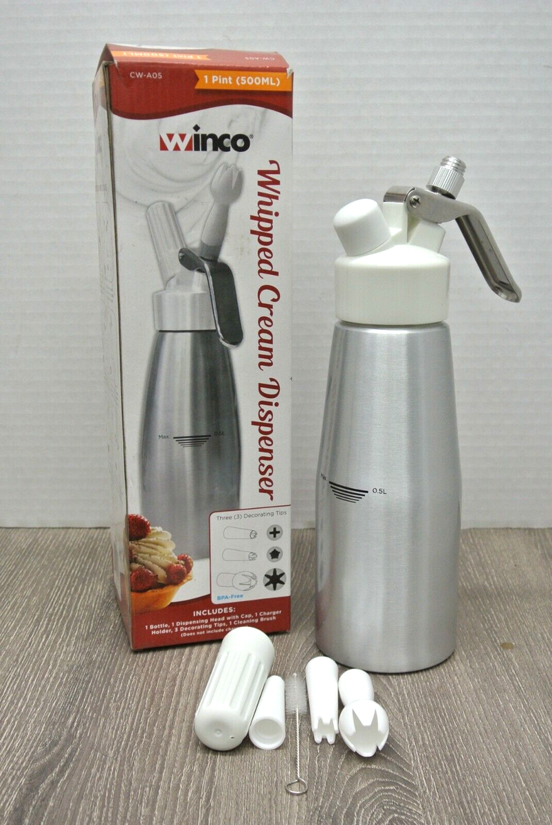 2) Winco CW-A05 Aluminum Whip Cream Dispenser, 1 pint (500ML) | eBay
