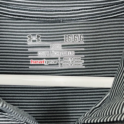 Under Armour Heat Gear 1/4 Zip Pullover Long Sleeve Striped Mens Sz L Gray Black - Picture 4 of 8