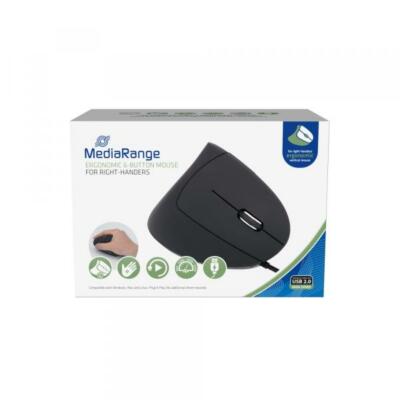 Mediarange ergonomische Maus optisch mit Kabel 6 Tasten 2400 dpi schwarz MROS230