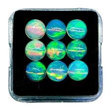 9 Pcs Natural Ethiopian Opal 6mm Round Flashy Loose Cabochon Gemstones Lot