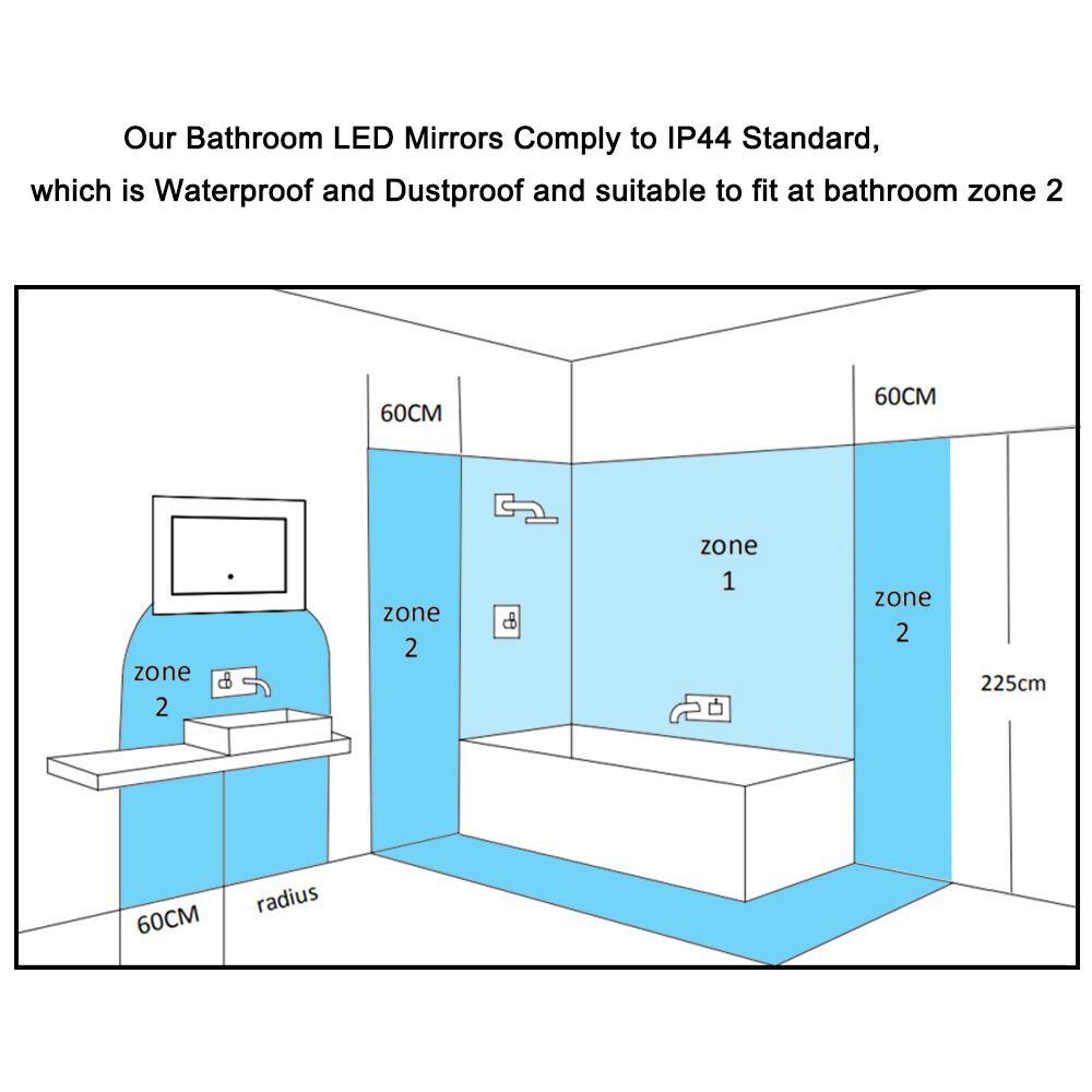 LED Bathroom Mirror Lights Touch Switch Sensor Demister Pad Mirrors by ...