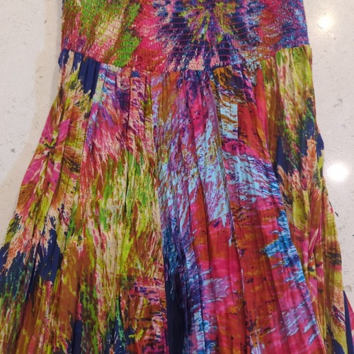 PHOOL Dress BOHEMIAN boho mod hippie Gauze smocked lightweight Cotton India bold - Picture 8 of 10