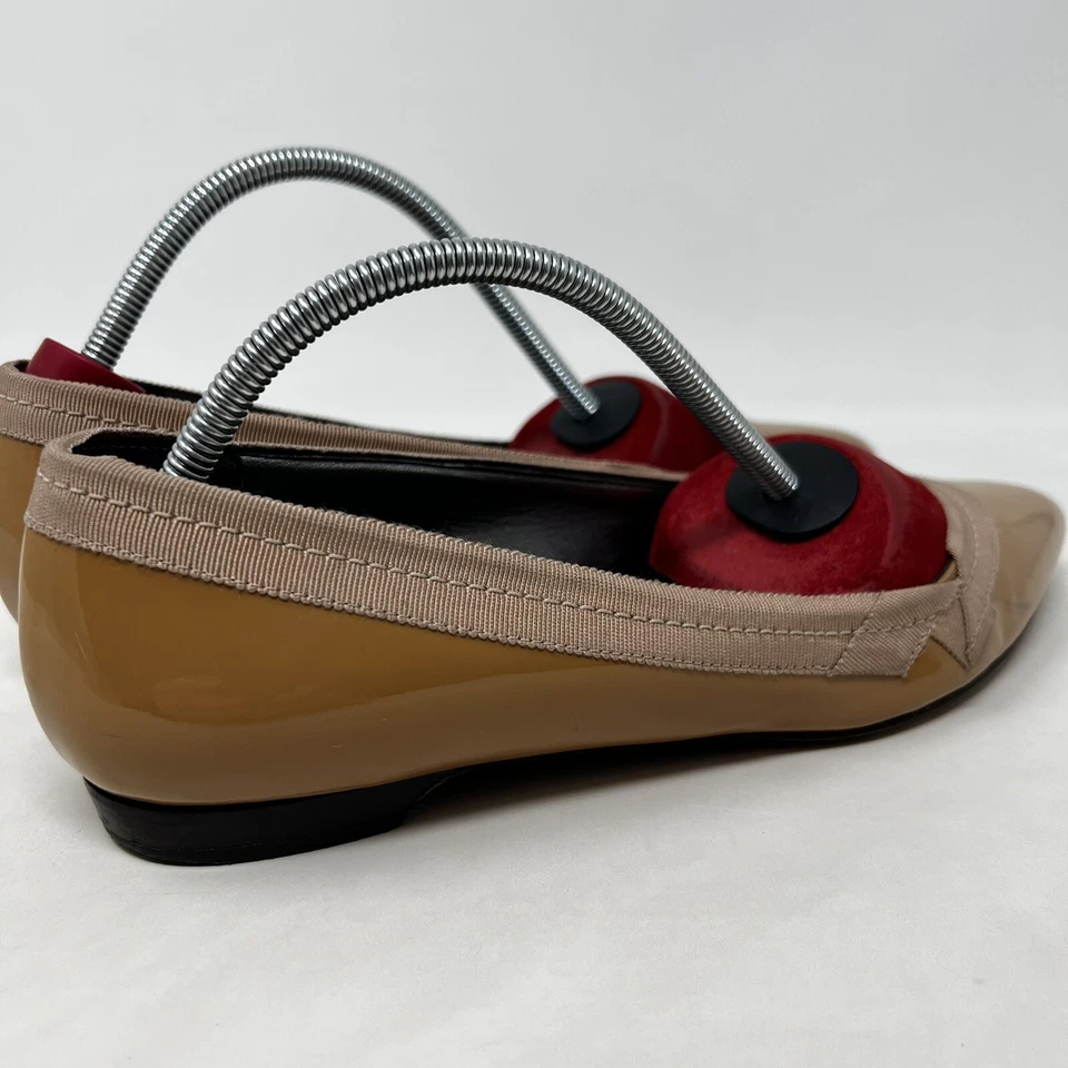 Lanvin Taupe 棕色漆皮尖头平底鞋 意大利 37 美国 6 码 — 第 4/4 张图片