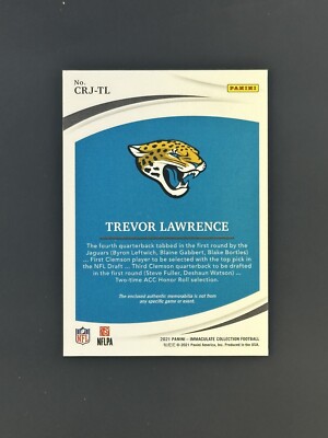 2021 Panini Immaculate Clearly Jerseys /49 Trevor Lawrence #CRJ-TL