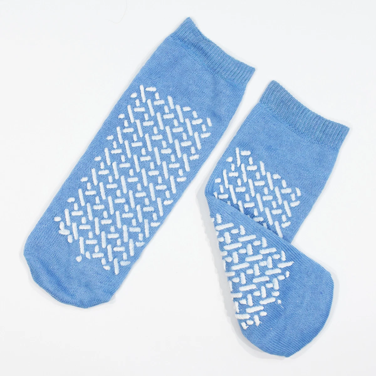 Double Sided Slipper Socks, Non Skid Hospital Travel Slipper Socks L,Blue  2192 