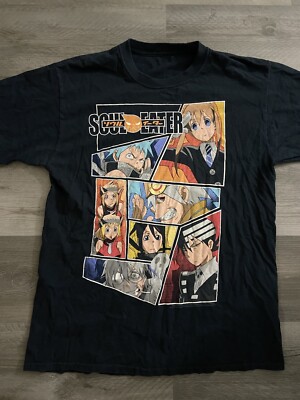 Vintage Y2K Soul Eater Graphic T-Shirt Black Japanese Anime Mens M