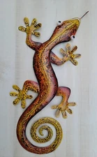 GECKO METAL WALL HANGING LIZARD POOL PATIO DECOR BEACH TROPICAL TIKI 18" LIZARD