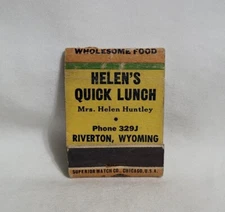 Vintage Helen's Quick Lunch Restaurant Cover Riverton WY Advertising