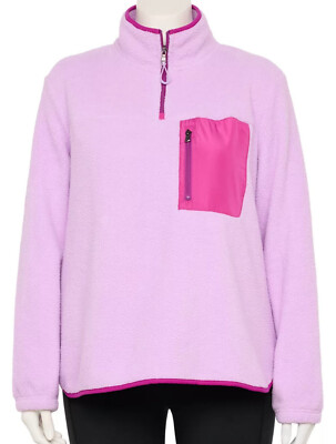 TEK GEAR QUARTER-ZIP SHERPA FLEECE PULLOVER JACKET TOP SWEATER WMNS PLUS 2X NIP!