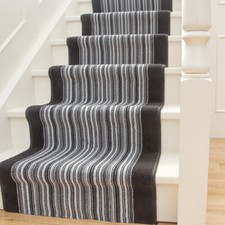 Black Striped Long Traditional Stair Carpet Hallway Runner Stairway Hall Runner