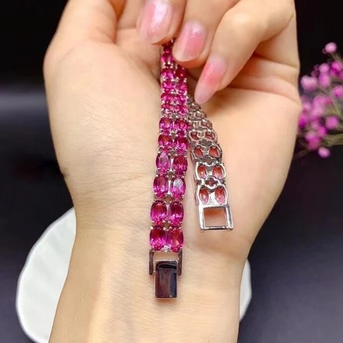 Full Eternity Design 51 CT Prong Set Oval Cut Pink Ruby Bride Wedding Bracelet - Picture 5 of 10