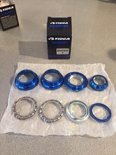 OLD SCHOOL BMX TIOGA BEARTRAP 2 AURICULARES AZUL 1" roscado NUEVO tange gt