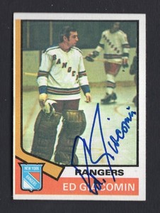 1974-75 Topps Ed Giacomin New York Rangers Autographed Card #160