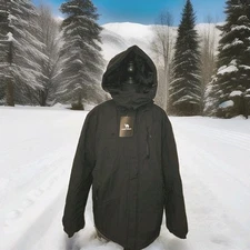 NWT CAMEL CROWN Mens Winter Coat Waterproof Ski Jacket Fleece Lining Black XL