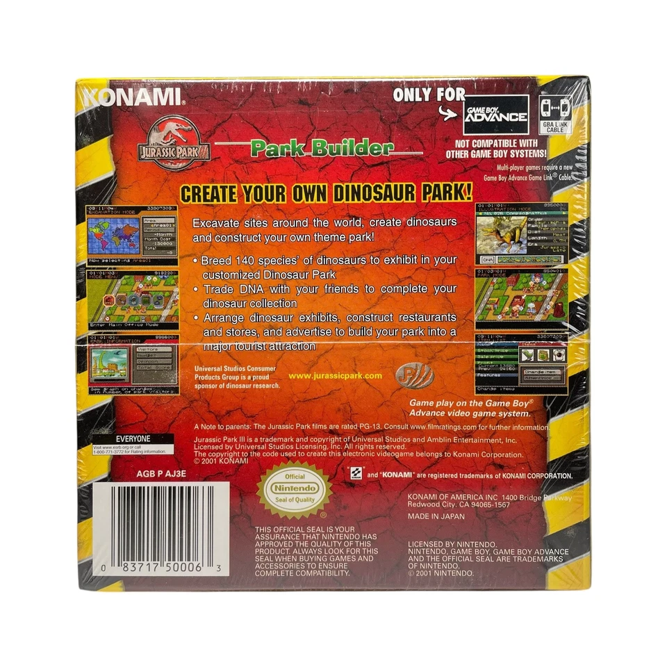 Vintage Jurassic Park III Park Builder (Nintendo Game Boy Advance, GBA 2001) New - Image 2 of 4