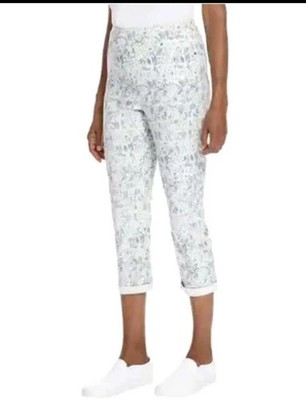 Mario Serrani Italy Women's Comfort Stretch Cuff Capri color white/blue size S
