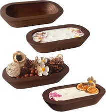 4 Pa Dough Bowl for Candle, Wooden Decorative Bowls Paulownia Rustic
