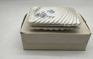 Berger Ivory Floral Decorative Shell Rectangular Shape Jewelry Box