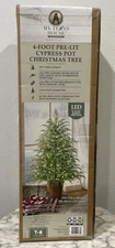 My Texas House 4FT Pre-Lit Cypress Pot Artificial Christmas Tree 4 Foot NEW
