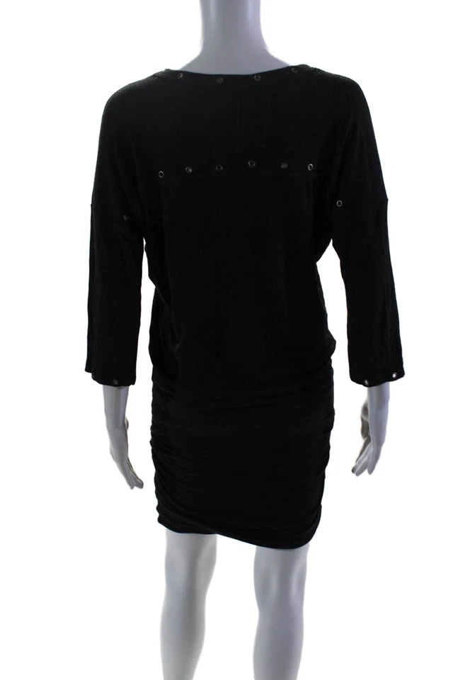 Vestido largo de punto ajustado de manga larga gris talla pequeña de Rebecca Minkoff para mujer Foto 3 de 4