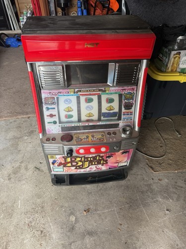 Super Black Jack Mechanical Slot Machine Token Cabinet - Red