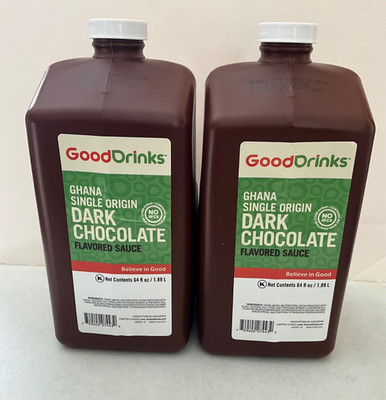 Good Drinks GHANA SINGLE ORIGIN Dark Chocolate FLAVORED SAUCE 64OZ 2PK