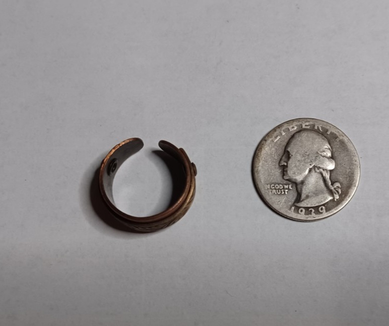 Very Nice Solid Copper Adjustable Ring Size 6.5 - image 4