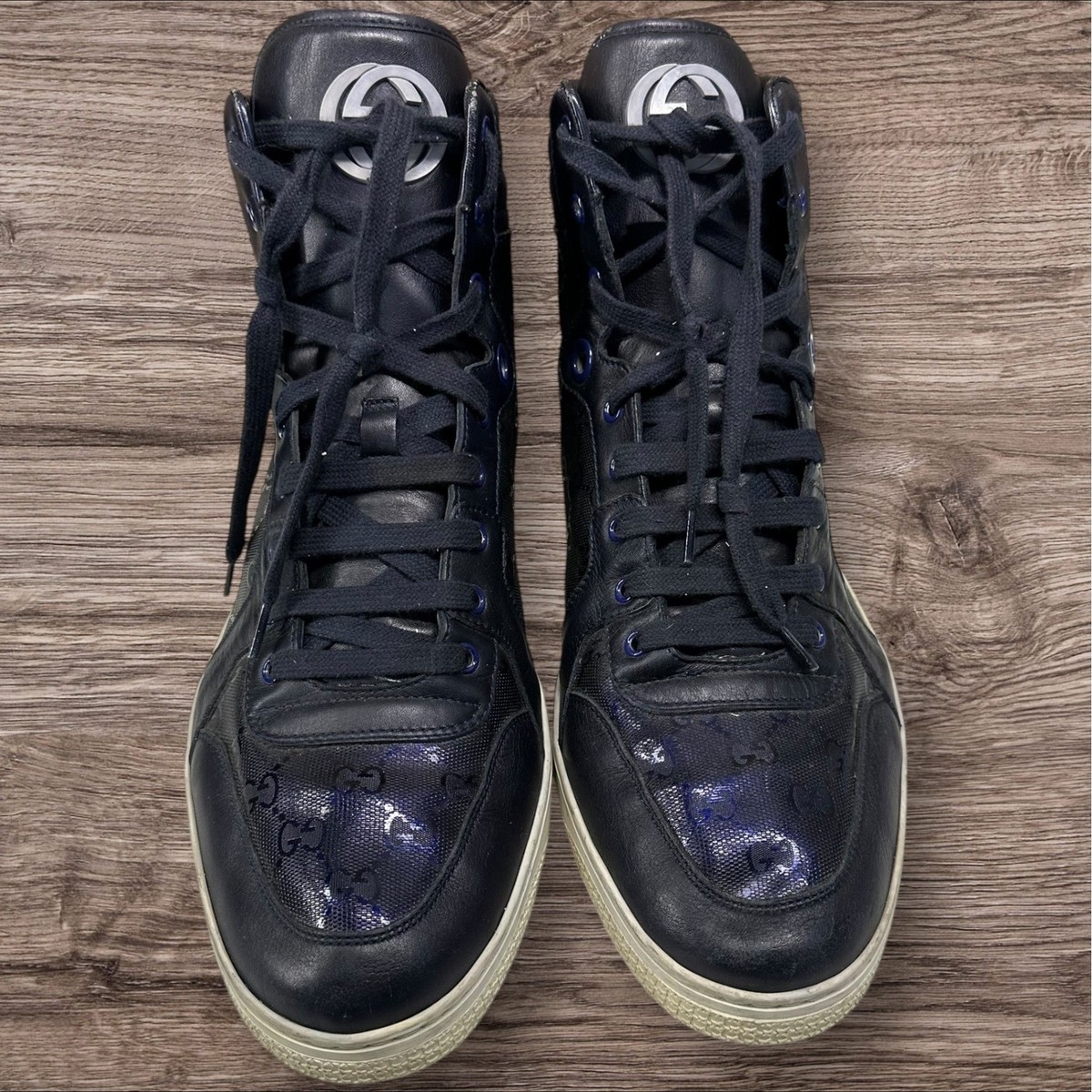 Gucci Logo High Top Sneakers GG Imprime Mens Size 14.5 G 