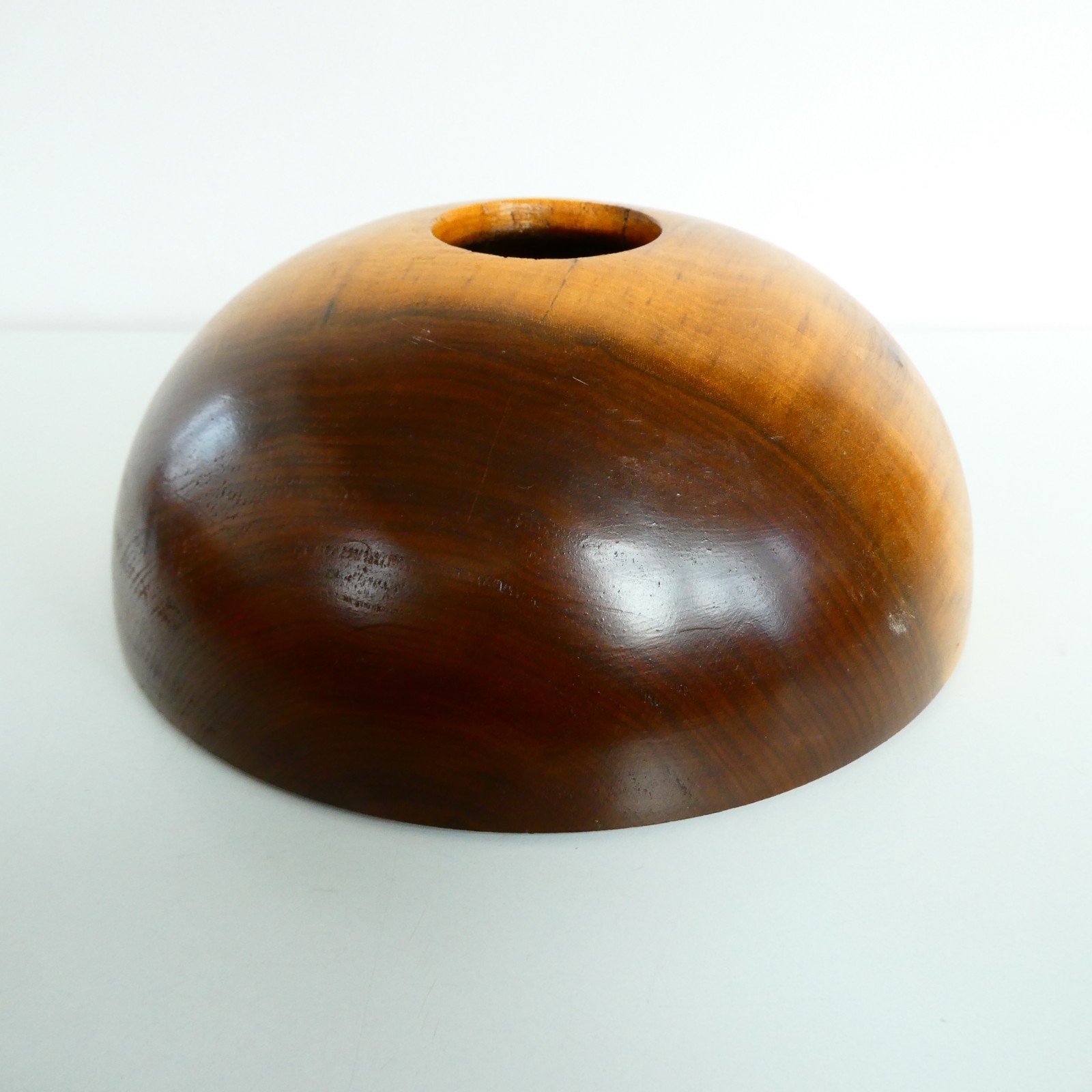 Artisan Hand Turned  Wood Bowl Vase Half Circle Flat Base  9.5x4 inch Handmade