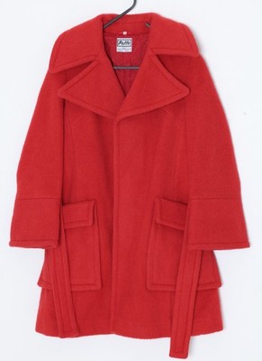 1970s, Finnish Felted Wool Car Coat, Overscaled Peak-Shawl Collar