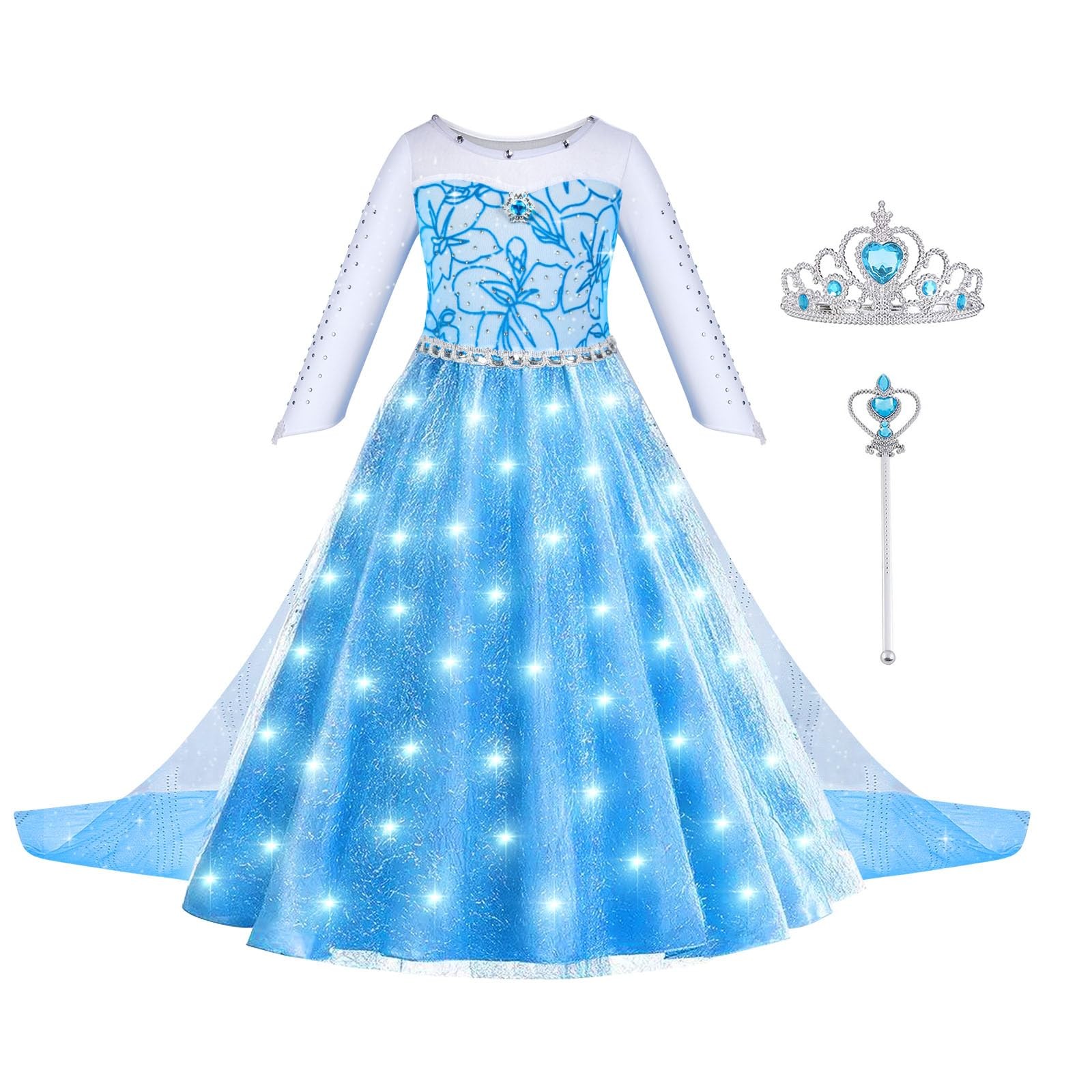 Robe princesse lumineuse LED idée cadeau fille pour Noël et carnaval