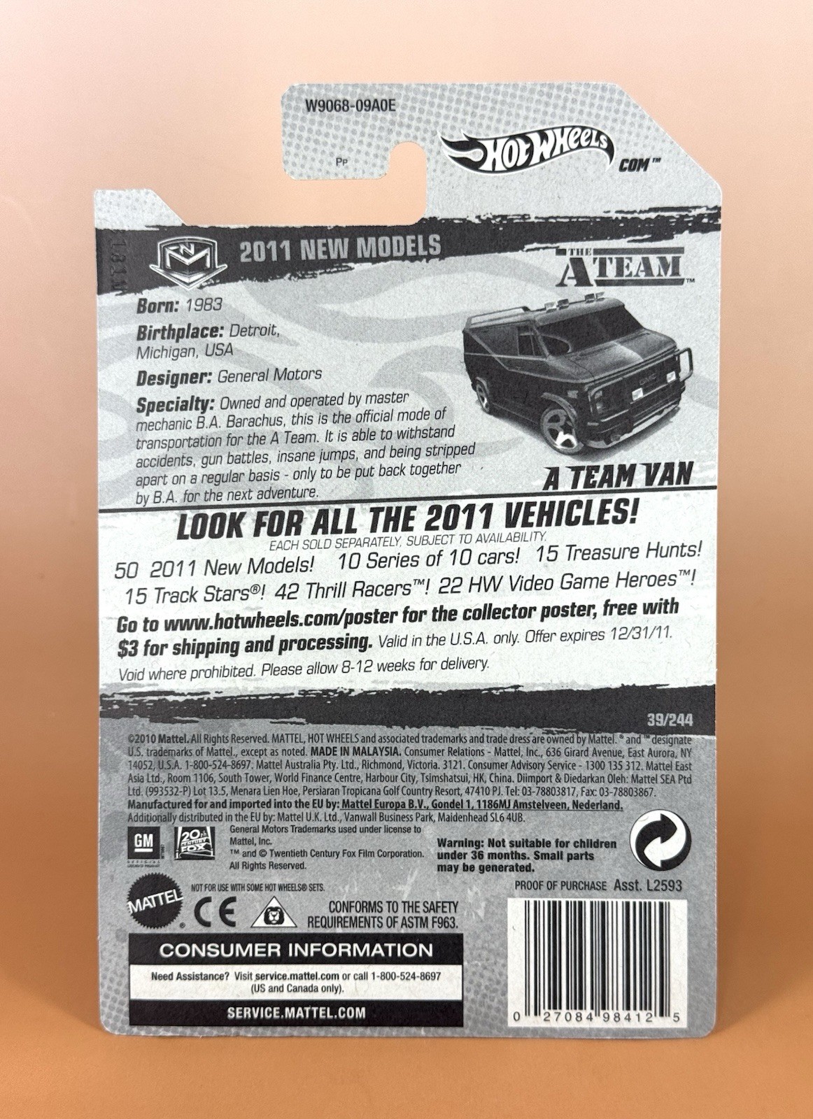 Hot Wheels 2011 New Models A TEAM VAN Black w/5s wheels 39/50 thumbnail 3
