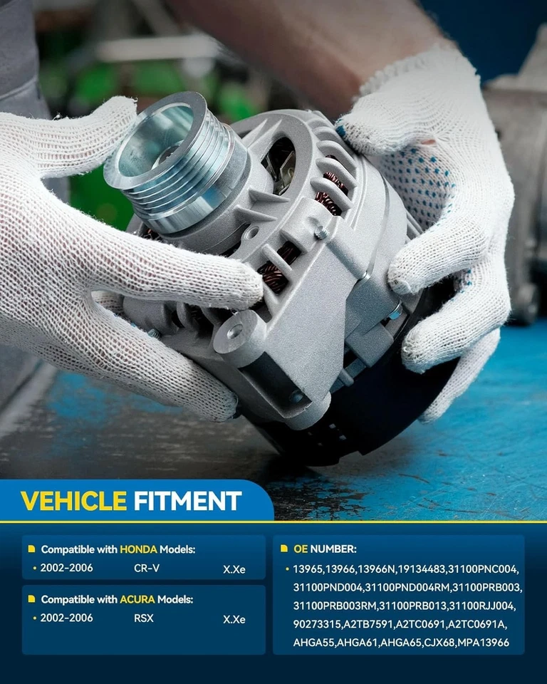 Alternator for Acura RSX 2.0L 2002-2006 Honda CR-V 2.4L 02 03 04 05 06 13966 - Image 2 of 4