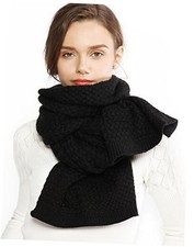 Winter Scarfs for Women Cold Weather Chunky Knit Scarf Warm Thick Scarf Black