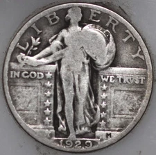 1929-P Standing Liberty Quarter 90% Silver, Classic Coin As Shown [SN01]
